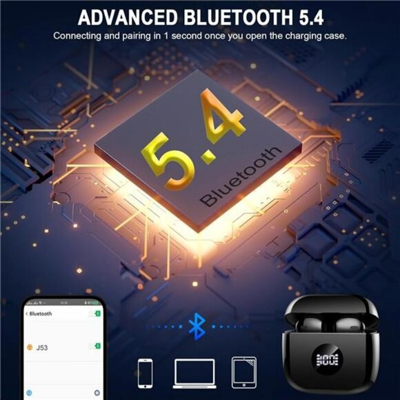 Bluetooth 5.4 Wireless Earbuds Noise Cancelling Mic LED Display Waterproof - Picture 3 of 7
